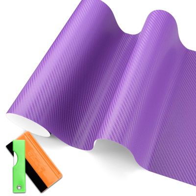 3D Carbon Fiber Textured Purple Matte Vinyl Wrap Auto Car Motorcycle Boat Sheet Film 1FT x 5FT Tool Kit