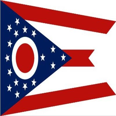 2" Ohio flag. Printed vinyl decal sticker for any smooth surface such as windows bumpers laptops or any smooth surface.