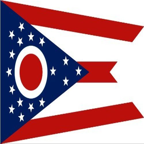 2" Ohio flag. Printed vinyl decal sticker for any smooth surface such as windows bumpers laptops or any smooth surface.