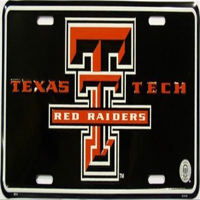 Texas Tech Red Raiders Collegiate Embossed Metal Novelty License Plate Tag Sign