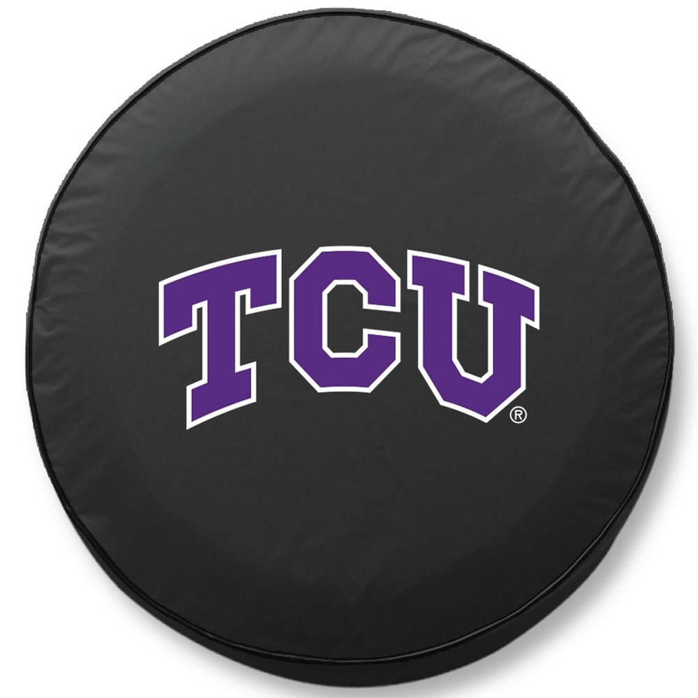 Texus Christian University Tire Cover - Size D10 - (30.75"x10") on Black Vinyl