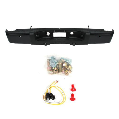 CarPartsDepot 364-15204-20-BK Rear Step Bumper Bar W/Pad Black W/Sensor Holes GM1103149