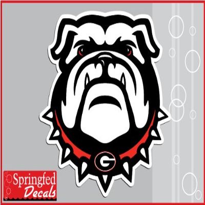 Georgia Bulldogs DOG w/SPIKE COLLAR 4" Vinyl Decal UGA Car Truck Sticker