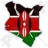 KENYA, Kenyan Map-Flag East Africa, AFRICAN 3.9" (83mm) Vinyl Bumper Sticker, Decal view 1