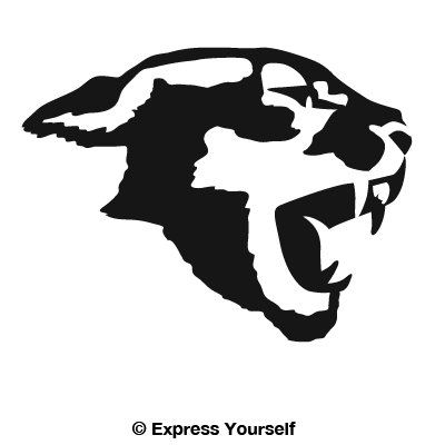 Express Yourself Cougar Face (Black - Reverse Image - Large) Decal Sticker - Predator Collection
