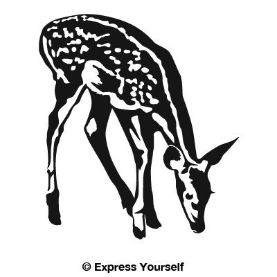 Express Yourself Feeding Fawn (Black - Facing as Shown - Large) Decal Sticker - Big Game Collection
