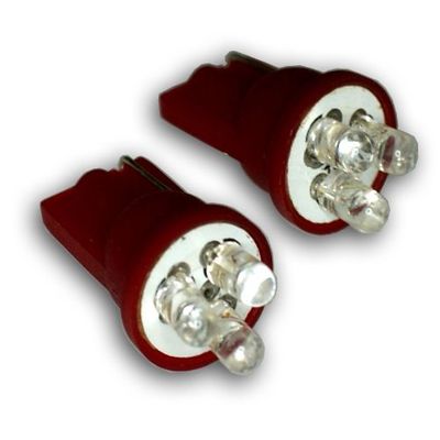 Tuningpros LEDSL-T10-R3 Stop Light LED Light Bulbs T10 Wedge, 3 LED Red 2-pc Set