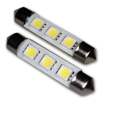 Tuningpros LED-42M-WS3 Festoon 42mm LED Light Bulbs, 3 SMD LED White 2-pc Set