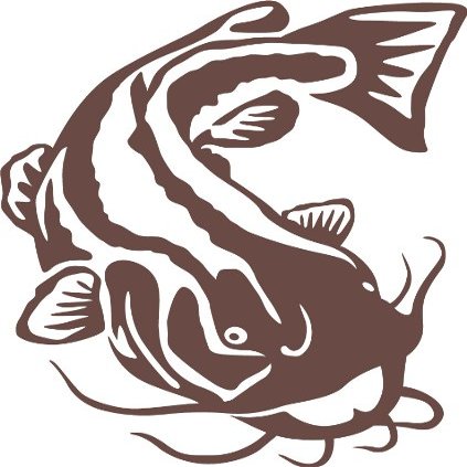 Express Yourself Flathead Catfish Wall Decal (Brown - Reverse Facing - Small) - Freshwater Fish Collection