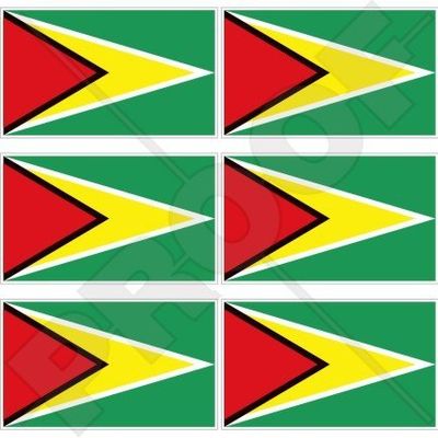 GUYANA Flag Guyanese South America, Caribbean 40mm (1,6") Mobile Cell Phone Vinyl Mini Stickers, Decals x6