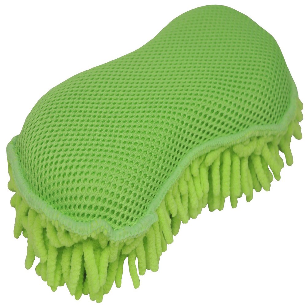 Eurow Detailers Preference Microfiber Car Wash Sponge for Auto Detailing, RV, Boat, Motorcycle, Double-Sided with Chenille and Scour Scrubber, Scratch-Free, Lint-Free, Super Absorbent, Reusable