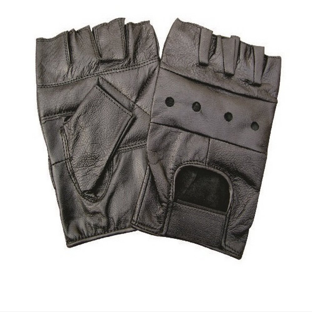 Unisex Adult AL3000 All Leather Fingerless Motorcycle Glove Large Black