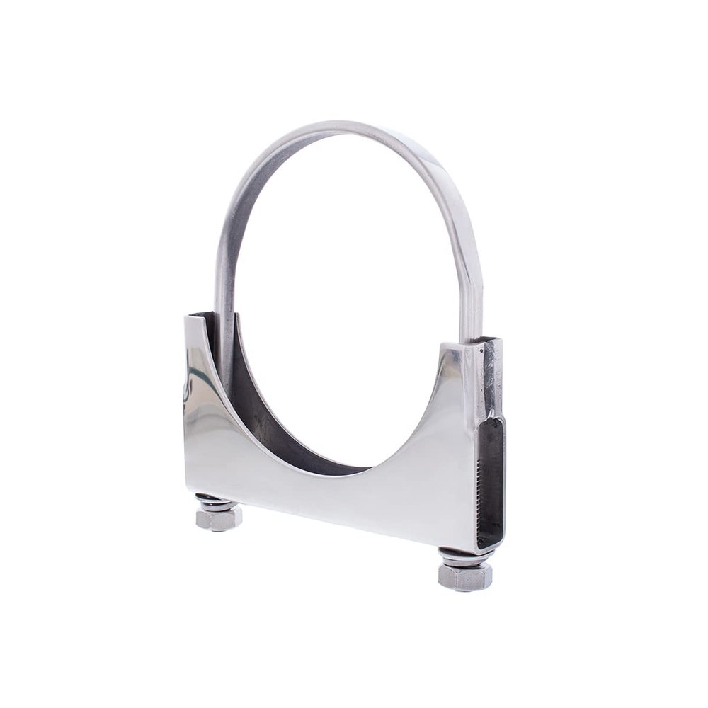 United Pacific 21290 5 Polished Stainless-Steel U-Bolt Exhaust Clamp, Polished 304 Premium Steel, Universal Fit, Tough & Durable 5-inch ONE Clamp