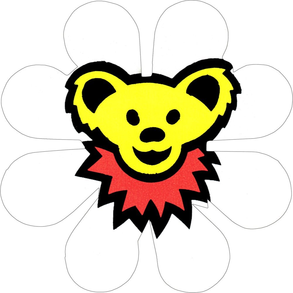 Daisy Bear - White Flower Yellow And Orange Bear - Bumper Sticker / Decal