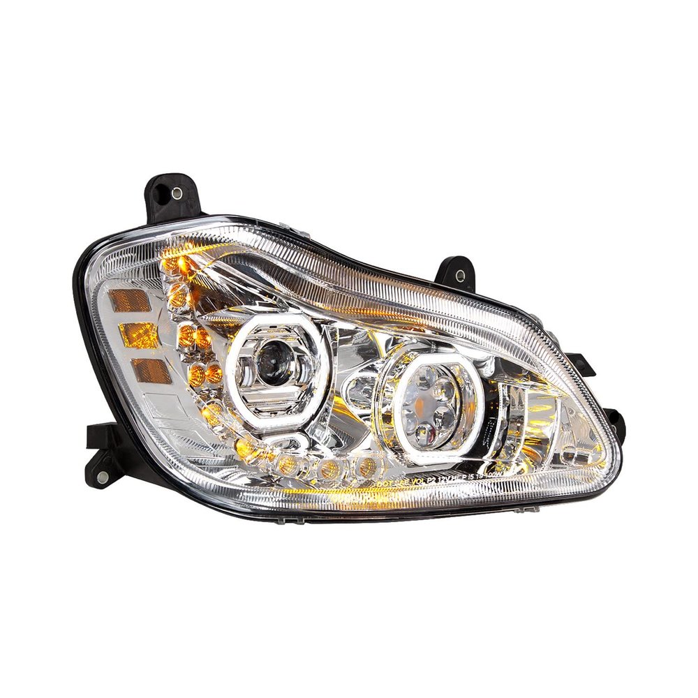 United Pacific 35742 Headlight, RH, Chrome, 10 LED, Sequential, 12-24V, for 2013-2021 Kenworth T680