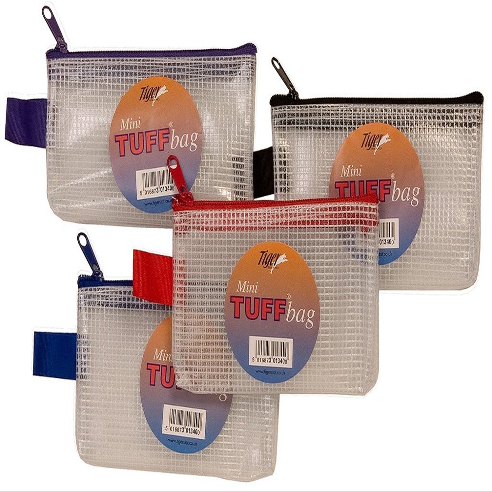 Tiger 6 x Mini Tuff Bags Heavy Duty Strong Weatherproof Storage Zip Wallet Cases