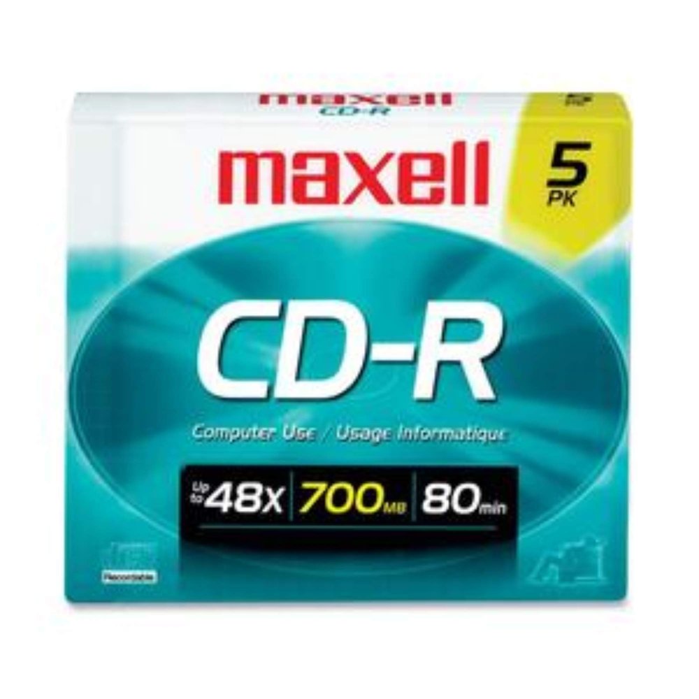 Maxell 648205 CD-R With Slim Jewel Cases 5 Count