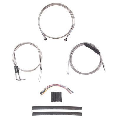 Hill Country Customs Complete Stainless Cable Brake Line Kit for 18" Tall Handlebars 1990-1995 Harley Softail Models HC-CKC21318-SS