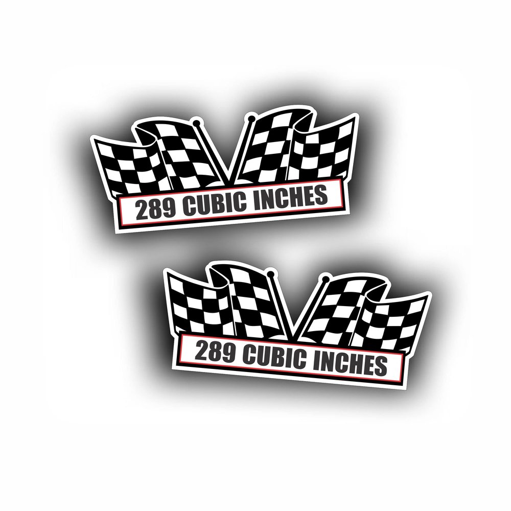 2X Engine Window Air Cleaner Sticker Decal 289 Cubic Inches for V8 Street, Race, Classic Muscle Car, Compatible with Ford Mustang 5 x 2.25 inch