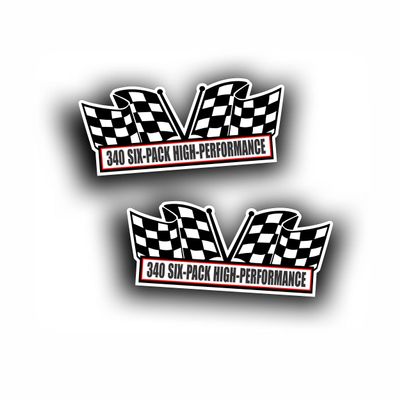 2X Engine Window Air Cleaner Sticker Decal 340 Six 6 Pack Tri Power for V8 Street, Race, Classic Muscle Car, Compatible with Dodge Chrysler Plymouth 5x2.25 inch
