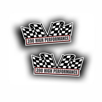2X Engine Window Air Cleaner Sticker Decal 390 High Performance for V8 Race, Classic Muscle Car, Compatible with American Motors AMC AMC Javelin and Ford 5 x 2.25 inch