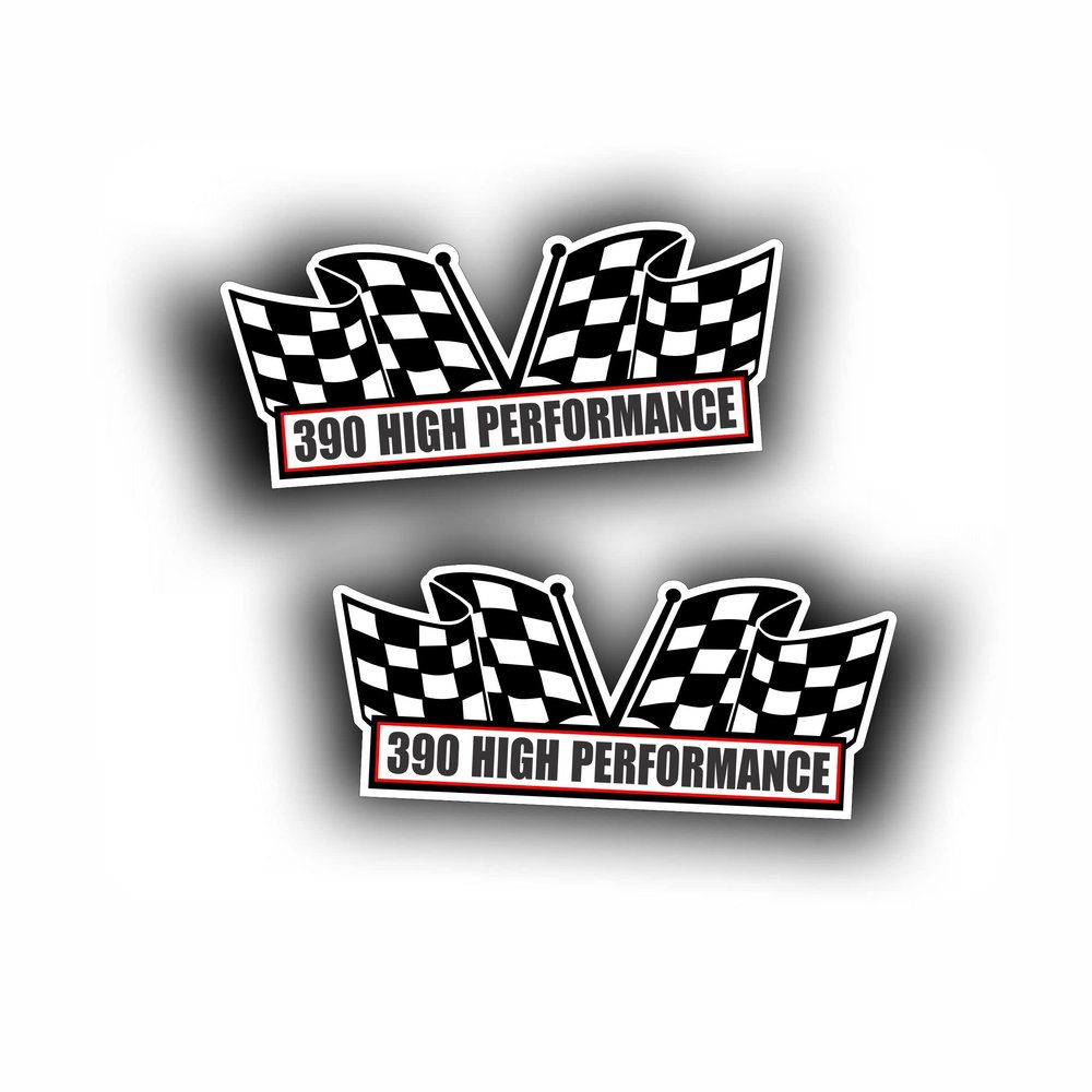 2X Engine Window Air Cleaner Sticker Decal 390 High Performance for V8 Race, Classic Muscle Car, Compatible with American Motors AMC AMC Javelin and Ford 5 x 2.25 inch