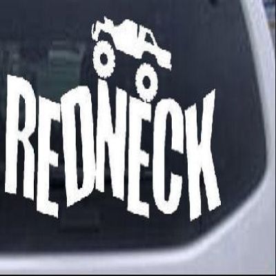 Redneck Truck Country Car Window Wall Laptop Decal Sticker -- White 6in X 3in