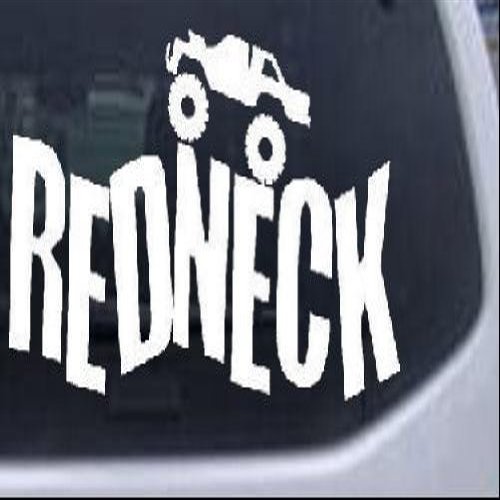 Redneck Truck Country Car Window Wall Laptop Decal Sticker -- White 6in X 3in