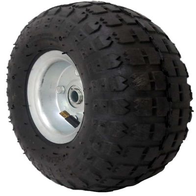 ToolUSA | 2 Pack | 10" (25.4 cm) Air Filled Replacement Tires | Silver Steel Hub | 30 psi Bicycle-Style Nozzle | Thick Tread for Grip | Ideal for Hand Trucks, Wagons, Dollies