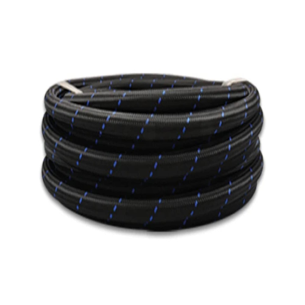 Vibrant Performance 11972B Nylon Braided Flex Hose (10ft Roll of Black Blue ; AN Size: -12; Hose ID: 0.68")