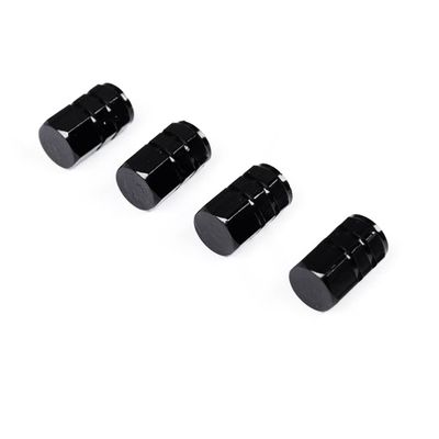 Valve Stem Cap Seal for Bicycle, Motorcycle, Car and Truck Tires Metal Tyre Cap + Durable Metal Threads + Powder-coated Finish for Rust and Tarnish Proof Durability (4 Pack ) (black)