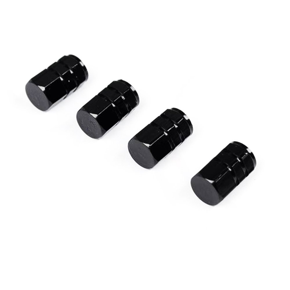 Valve Stem Cap Seal for Bicycle, Motorcycle, Car and Truck Tires Metal Tyre Cap + Durable Metal Threads + Powder-coated Finish for Rust and Tarnish Proof Durability (4 Pack ) (black)