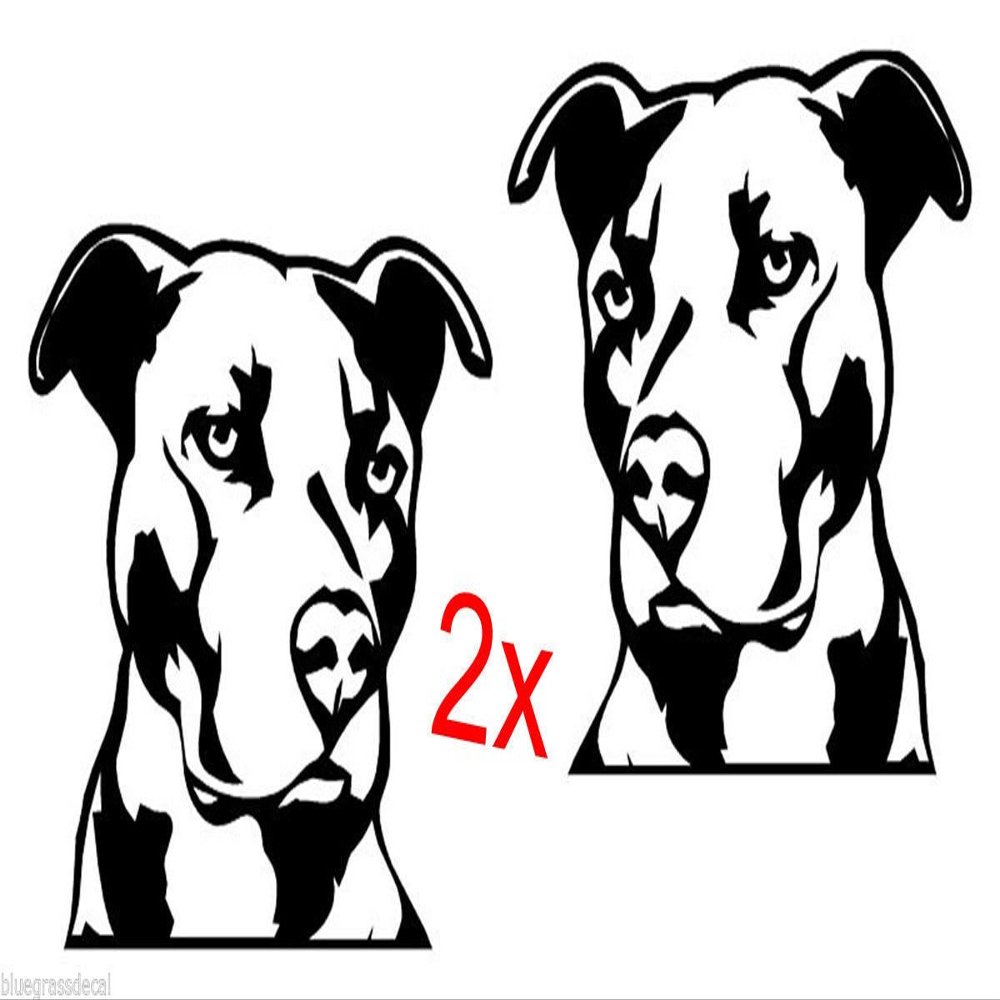 2 Pitbull PIT Bull White Vinyl Decal Stickers for CAR Truck SUV Dog JDM 4x4 MMA Laptop