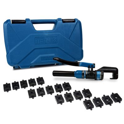 TEMCo TH0006 Hydraulic Electrical Cable Lug/Terminal Crimper Kit with 18 Die Sets 12 AWG - 00 (2/0) (5 US TON)