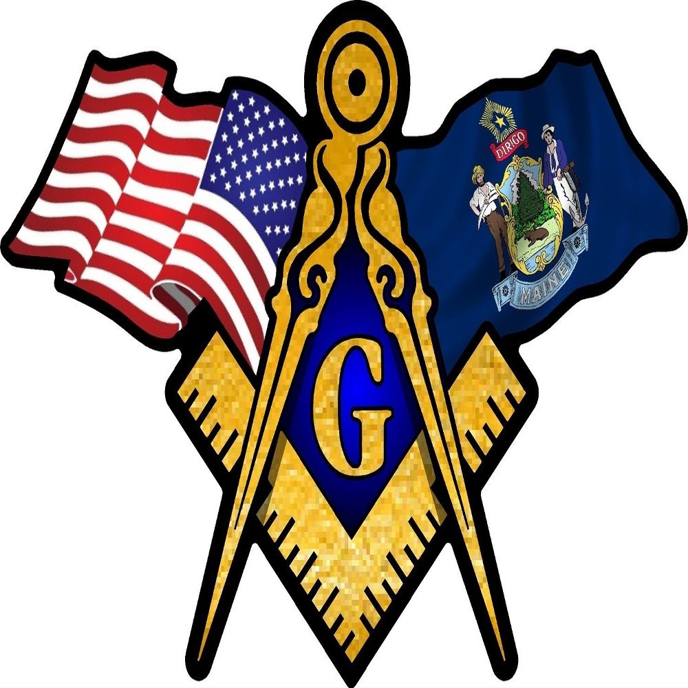 ProSticker 054 (One) 3" X 5" Masonic Series American & Maine Flags Compass Square Decal Sticker