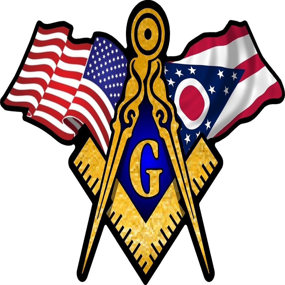 ProSticker 070 (One) 3" X 5" Masonic Series American & Ohio Flags Compass Square Decal Sticker
