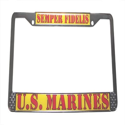 US Marine Corps Semper Fidelis Auto License Plate Chrome Frame USMC