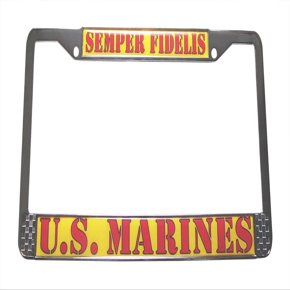 US Marine Corps Semper Fidelis Auto License Plate Chrome Frame USMC