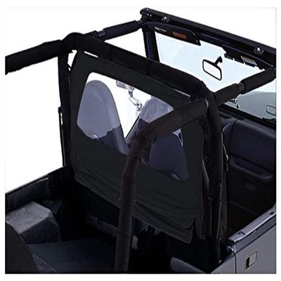 Windbreaker 2007-2012 JK Wrangler 2-DooAttaches to Roll Bar, Lower Cutout is Secured w/ Zipper; Clear Plastic Window for Visibility; Black Diamond Windbreaker WB20035