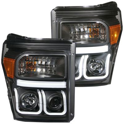 AnzoUSA 111292 FORD F-250/350/450/550 SUPERDUTY 11-16 PROJECTOR HEADLIGHTS U-BAR BLACK CLEAR