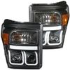 AnzoUSA 111292 FORD F-250/350/450/550 SUPERDUTY 11-16 PROJECTOR HEADLIGHTS U-BAR BLACK CLEAR view 1