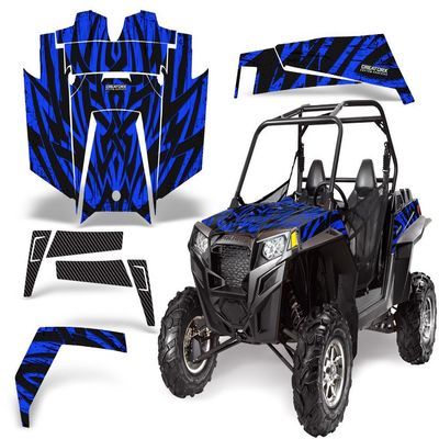 CreatorX Graphics Kit Decals Stickers for Polaris RZR 900 900Xp Xp Side X Side Tribal Madness Blue