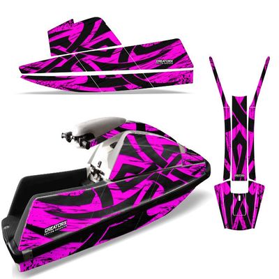 CreatorX Graphics Kit Decals Stickers for Yamaha Superjet Jet Ski Square Nose Jetski Tribal Madness Pink