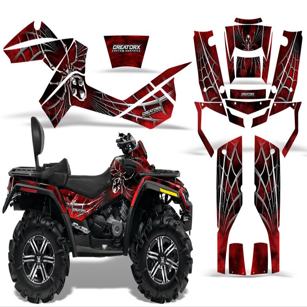 CreatorX Graphics Kit Decals Stickers for Can-Am Outlander Max 500 650 800R SpiderX Red