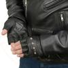 Milwaukee Leather SH216 Men's Black Leather Gel Padded Palm Fingerless Motorcycle Hand Gloves W/Breathable Open Knuckle - X-Small view 2