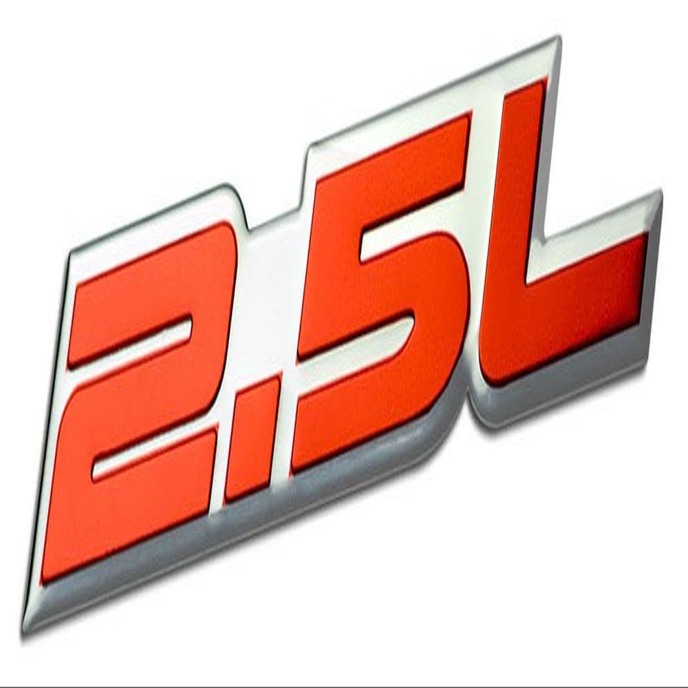 ERPART 2.5L Liter Embossed RED on Highly Polished Silver Real Aluminum Auto Emblem Badge Nameplate