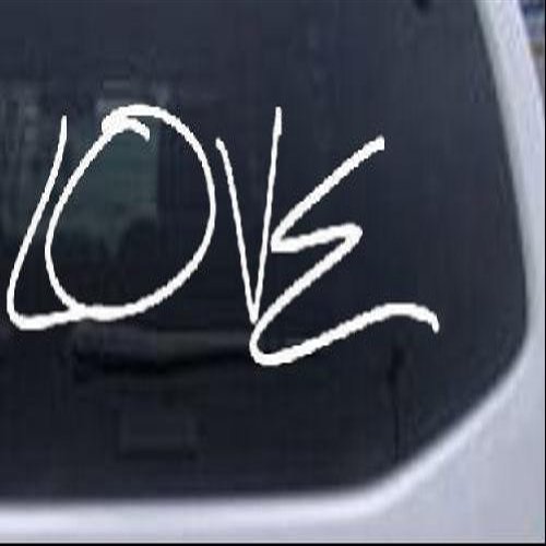 Love Text Girlie Car or Truck Window Laptop Decal Sticker - White 8in X 2.4in