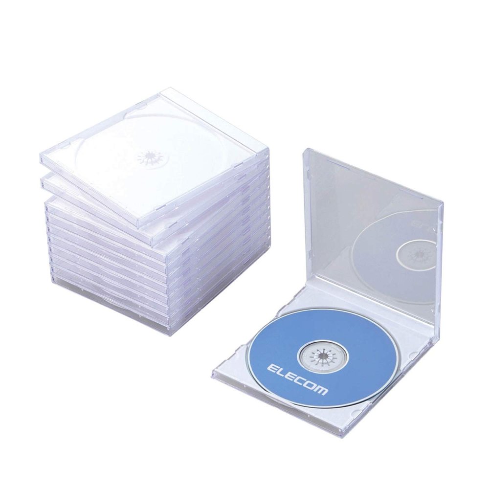 ELECOM Standard Media Container for CD/DVD Break-Resistant, 1Disk, 10Packs /White/CCD-JSCN10WH