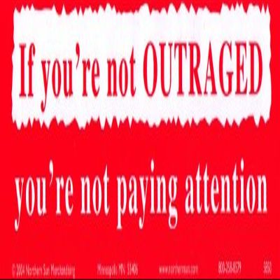 If You're Not Outraged You're Not Paying Attention S615 - Bumper Sticker / Decal (11.5" X 3")