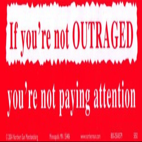 If You're Not Outraged You're Not Paying Attention S615 - Bumper Sticker / Decal (11.5" X 3")